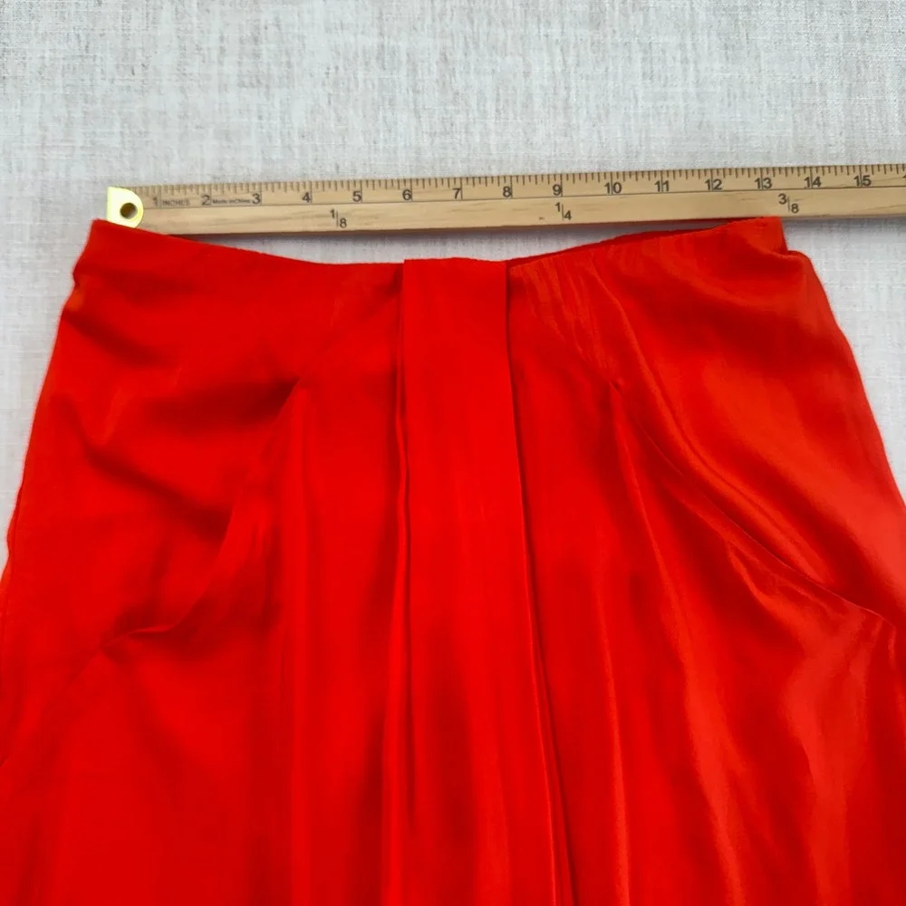 Banana Republic Crepe Drape Front Maxi Skirt XS Blood Orange Elastic Waist